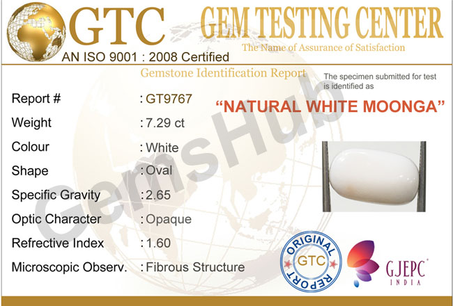 7.29 ct Natural Certified  White Coral/सफ़ेद मूंगा